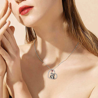 “Love You Forever" - Heart Zircon Couple Necklace.