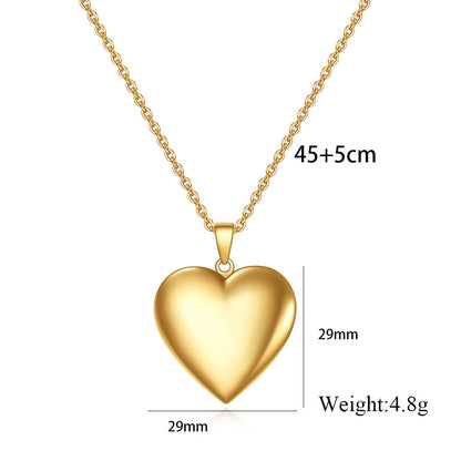 Golden Heart Shape Openable Pendant Necklace