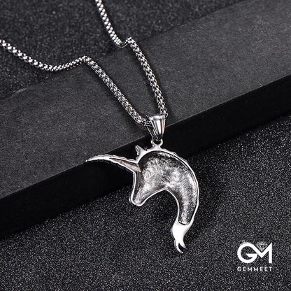 Stainless Steel Unicorn Pendant Necklace