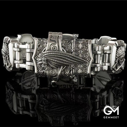 Men's Armed Forces Skull Interlock Bracelet