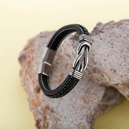 "Mother and son united forever" - Braided Leather Bracelet