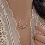 Moonstone Crescent Design Pendant Silver Necklace