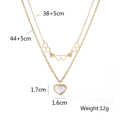 Cute Heart Shape Pendant Pearl Chain Necklace