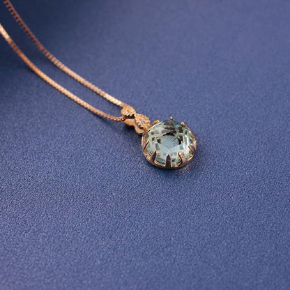 Simple Sky Blue Crystal Pendant Necklace