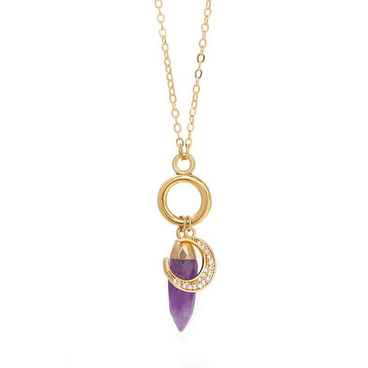 Bullet Crystal Zircon Moon Pendant Necklace