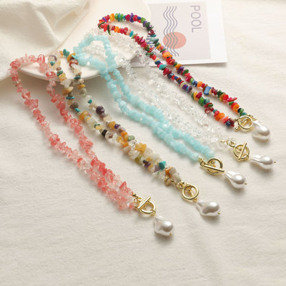 Colorful Irregular Full Stones Chain Necklace