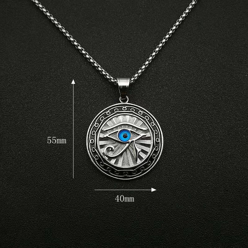 Eye of Horus Jewelry Titanium Steel Gold-plated Blue Eye Medal Pendant