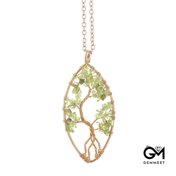 Irregular Crystal Tree of Life Pendant Necklace