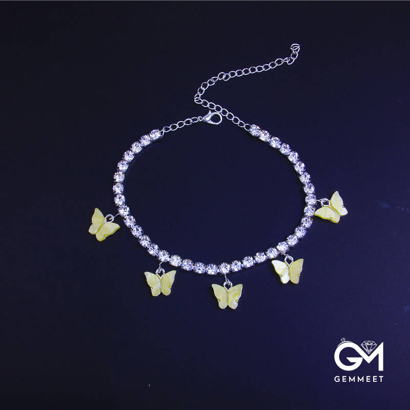 Beach Zircon Resin Butterfly Anklet