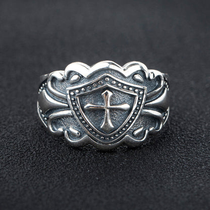 Vintage Men's Crusader Shield Ring