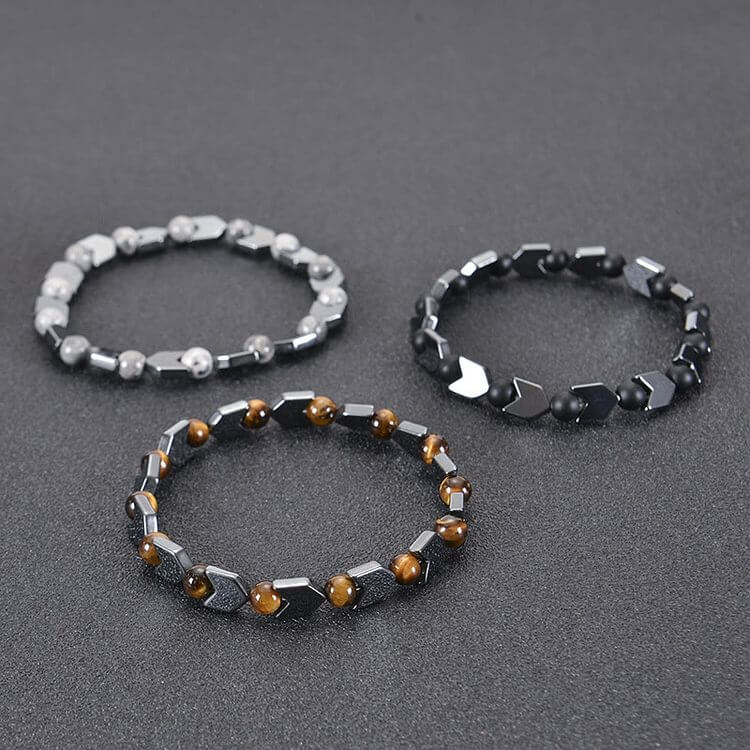 Arrow Hematite Tiger Eye Beaded Men Bracelet