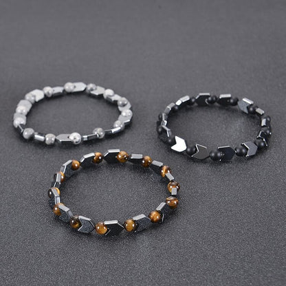 Arrow Hematite Tiger Eye Beaded Men Bracelet