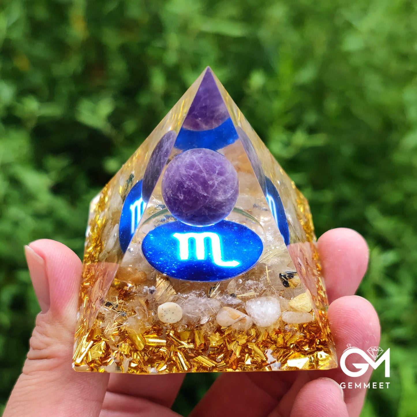 Blue Chalcedony Clear Quartz Orgone Pyramid