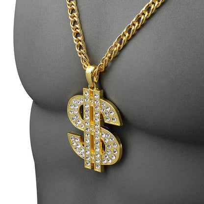 Men's Punk Hip Hop Dollar Sign Pendant Necklaces