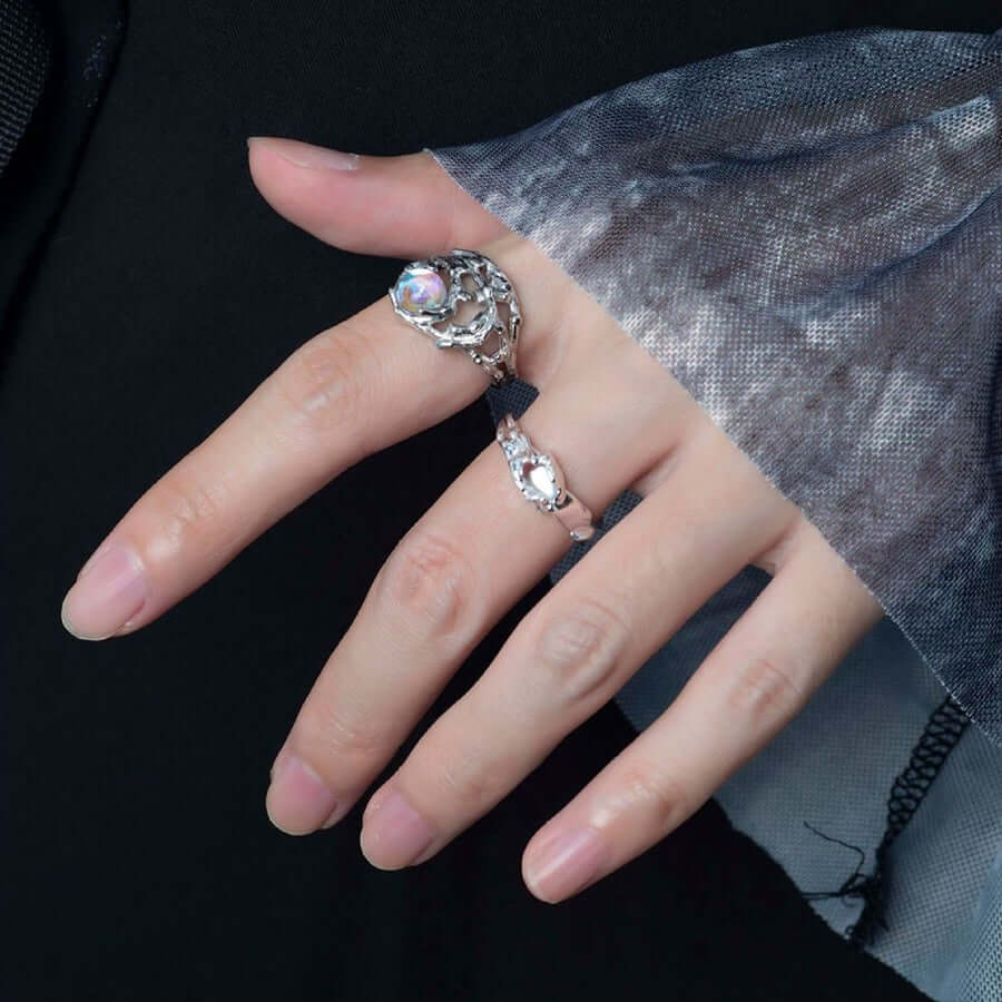 Irregular Branch Pattern Moonstone Ring