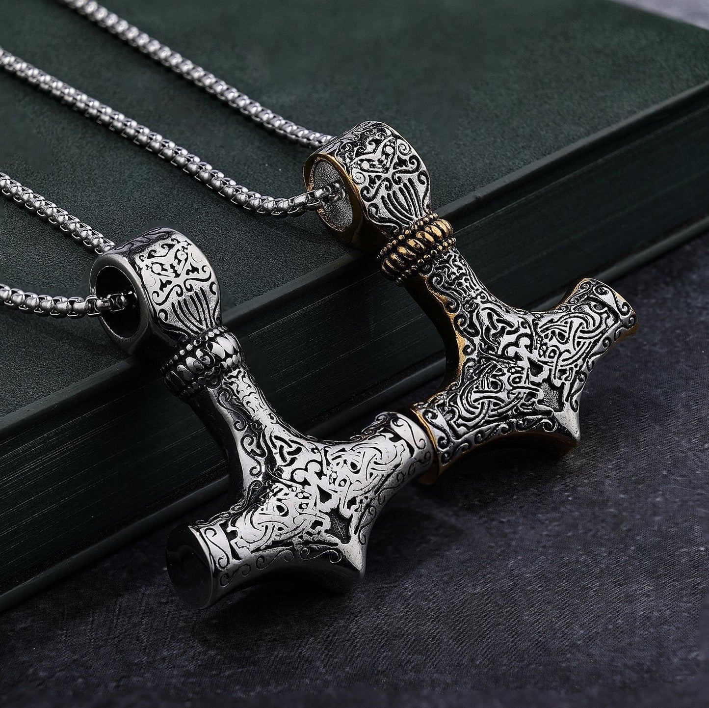 Vintage Viking Thor's Hammer Stainless Steel Pendant Necklace