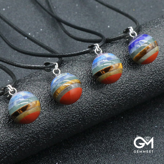 Multicolored Stone Crystal Round Pendant