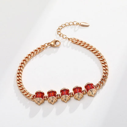 Retro Light Luxury Cylindrical Colored Zircon Bracelet