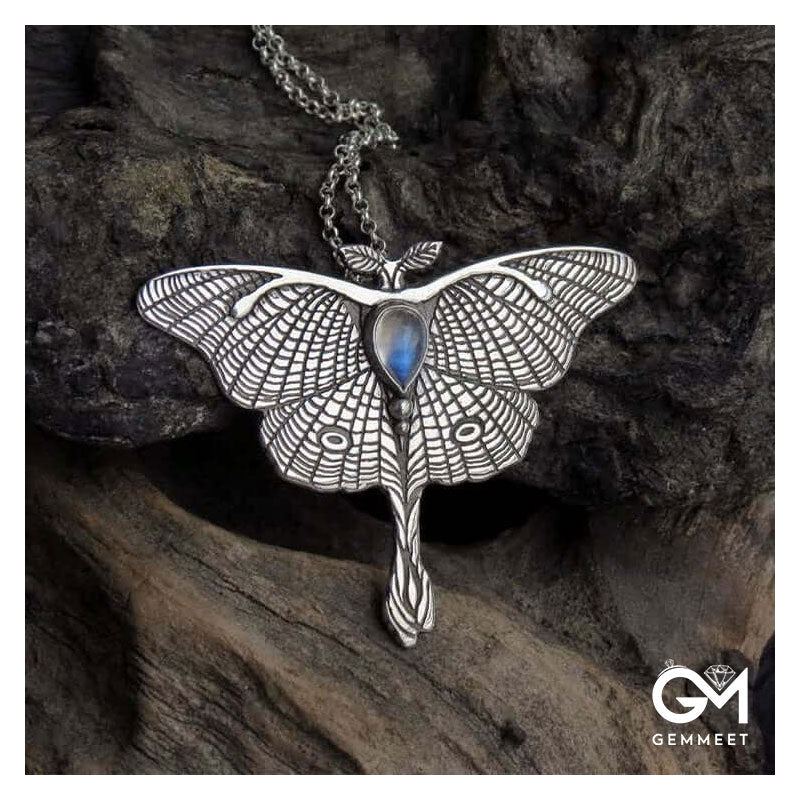 Silver Butterfly Moonstone Necklace