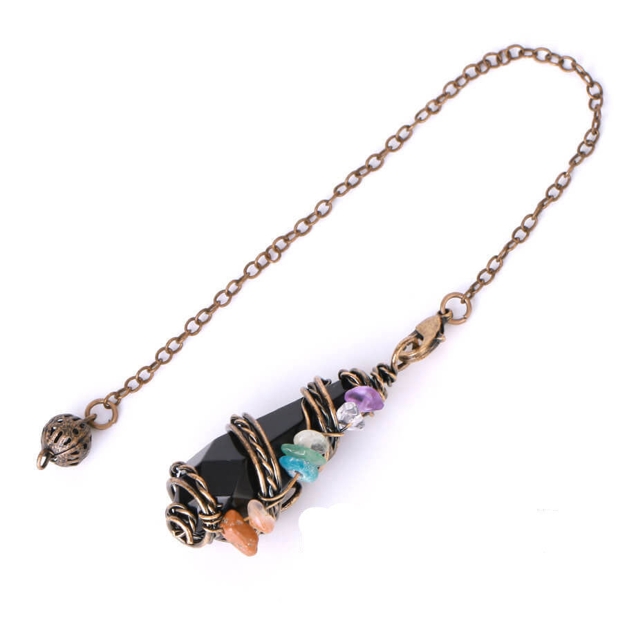 Copper Hand Wound Section Crystal Pillar Diamond Pendant