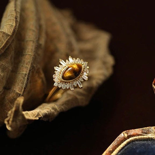 Natural Tiger Eye Vintage Ring