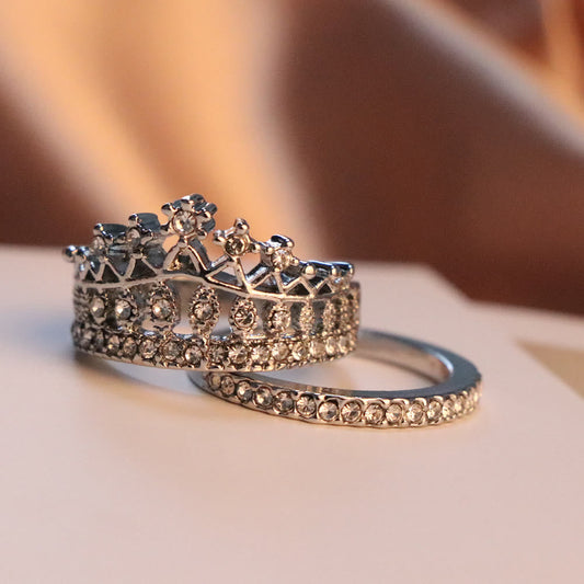 "Sweet Luxuries" 2-Piece Crown Ziracon Ring Set