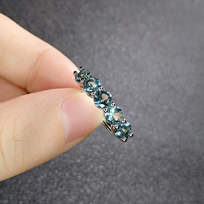 Peacock Molan Treasure Living Mouth Ring Fashion Ring Studded Diamond Blue Topaz Color Treasure Ring