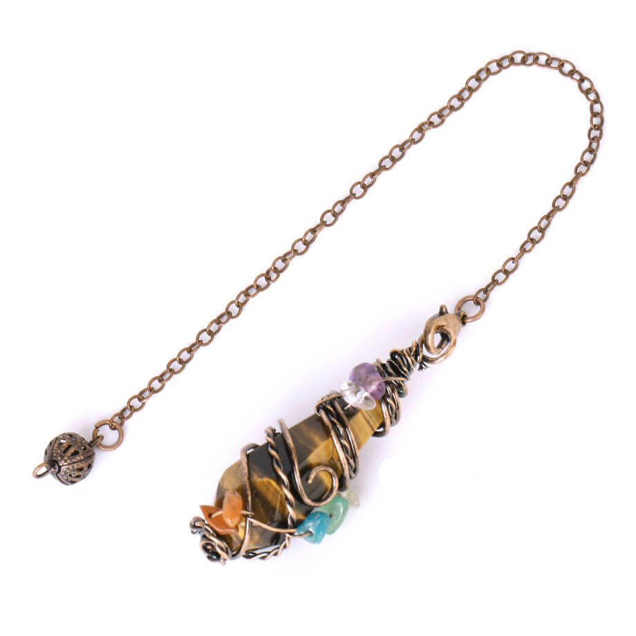 Copper Hand Wound Section Crystal Pillar Diamond Pendant