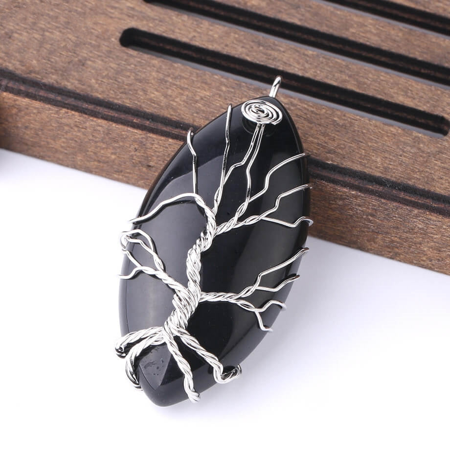 Crystal Stone Tree of Life Pendant