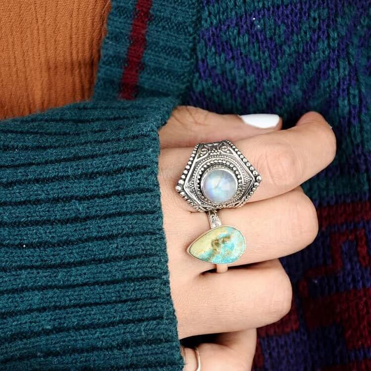 "Bright Lights" Bohemia Retro Moonstone Ring