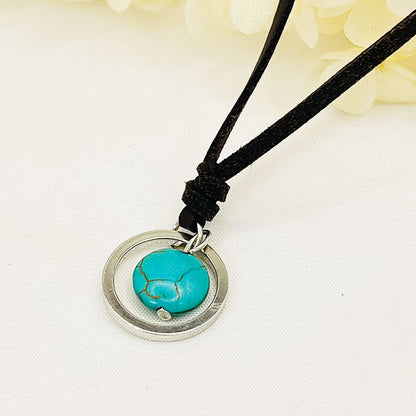 Vintage Men's Turquoise Leather Necklace