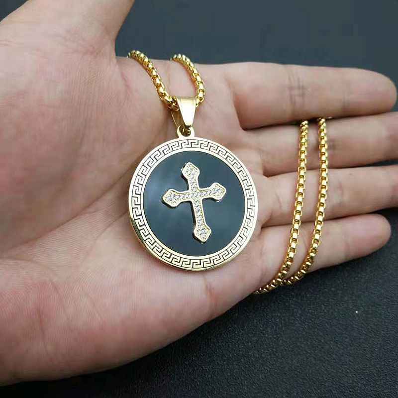 Hip Hop Cross Gold Plated Copper Micropaved Zirconia Pendant