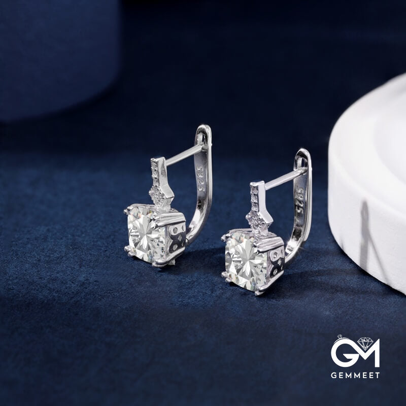 S925 Sterling Silver Niche Sugar Square Zircon Earrings