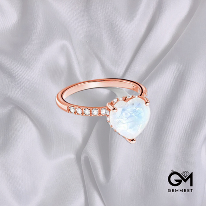 Full of Zircon Moonstone Rose Gold Ring