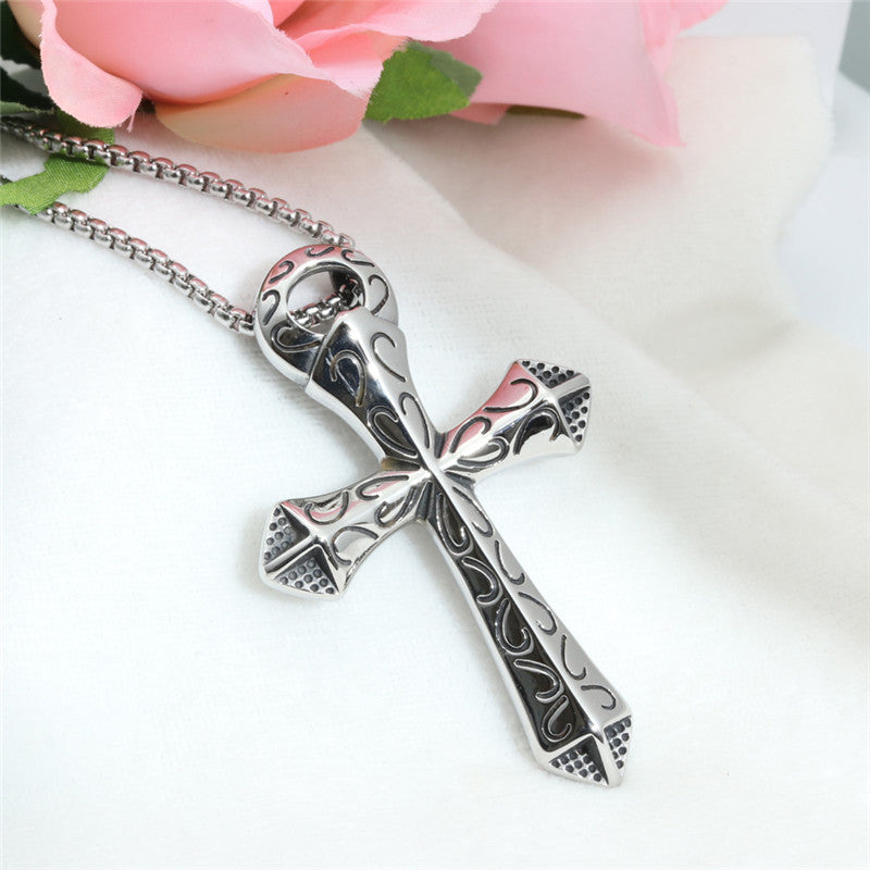 Hip Hop Retro Flower Shape Cross Pendant