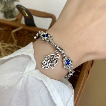 Evil Eye Hamsa Pendant Epoxy Zircon Bracelet