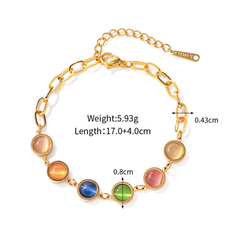 Color Crystals Gold Plated Chain Bracelet