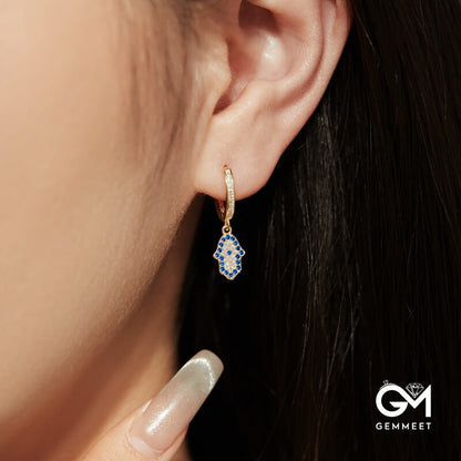 S925 Silver Devil's Eye Blue and White Zircon Earrings