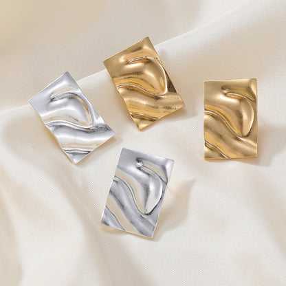 Alloy Metal Square Stud Earrings