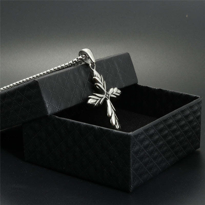 Hip Hop Retro Flower Cross Pendant