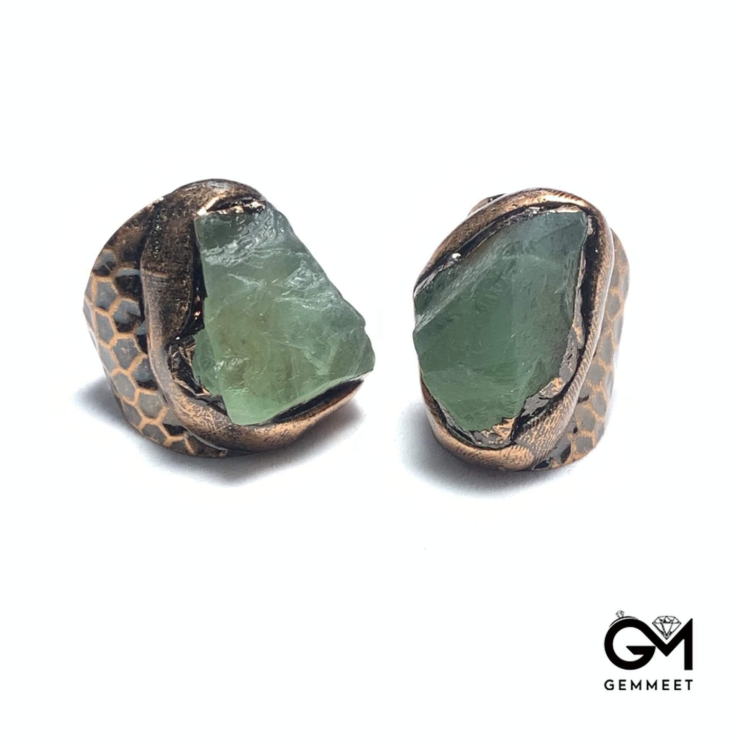 Green Fluorite Plated Bronze Serpentine Open Ring