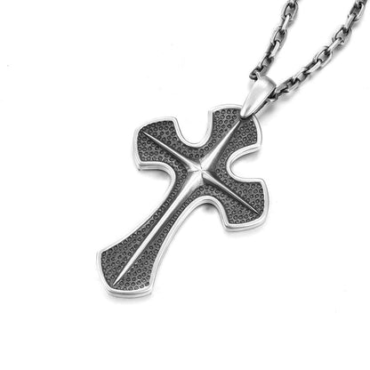 Sterling Silver Retro Punk Cross Pendants Necklace