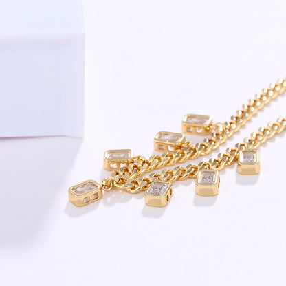 Premium Inlaid Square Zirconia Tassel Bracelet