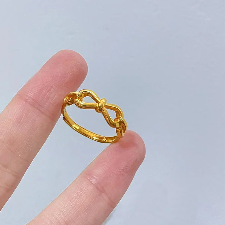 Beautiful Simple Golden Bow Open Ring