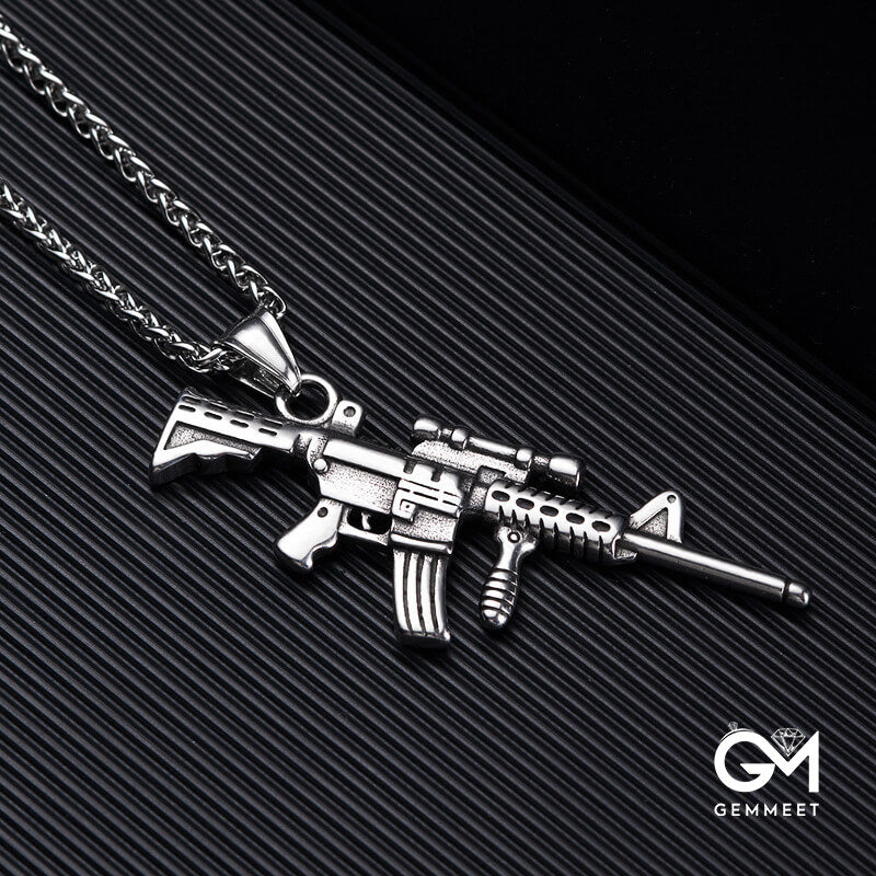 Hip Hop Rock Stainless Steel Gun Pendant Necklace