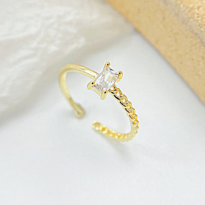 Cube Zircon Open Fashion Versatile Ring