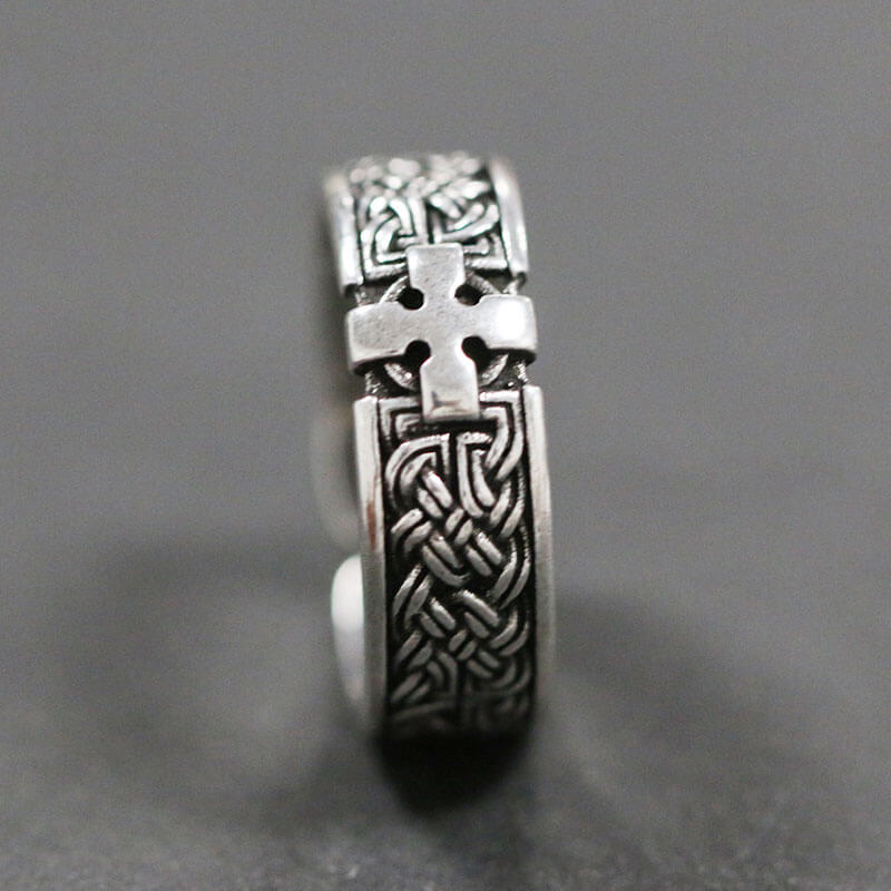 Retro Men's Quad Celtic Knot Cross Ring