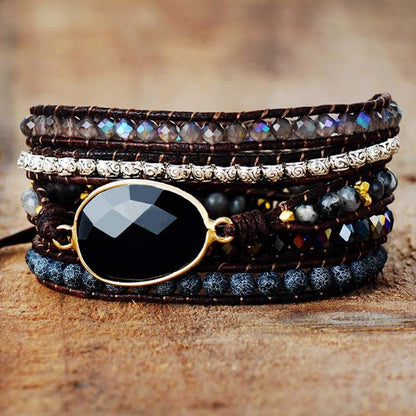 Bohemia Handmade Weave Obsidian Bracelet