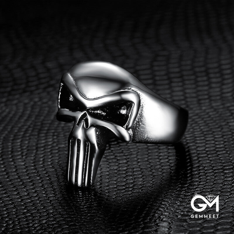 Vintage Titanium Steel Punisher Logo Ring