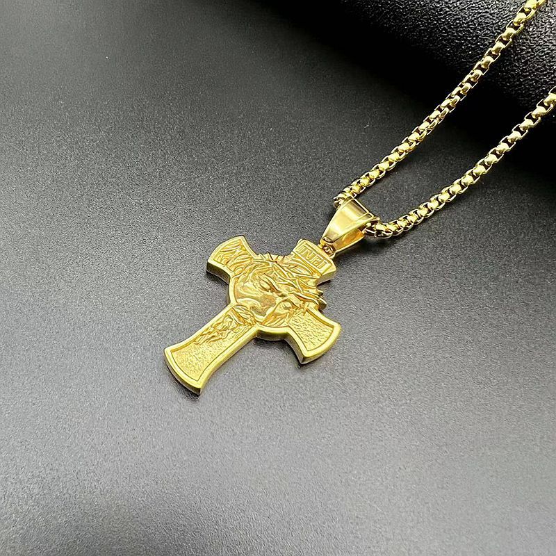 Hip Hop Gold Plated Cross Jesus Pendant